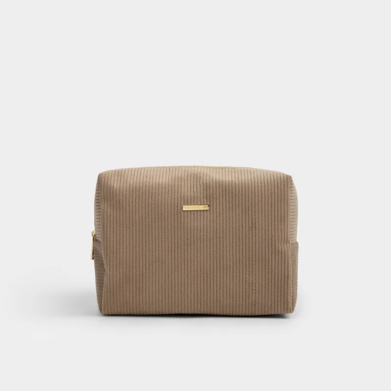 Косметичка, 25х18 см, в рубчик, бархат, бежевая, Moire