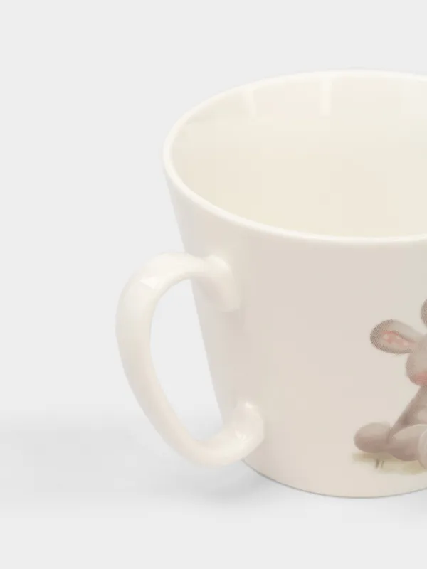 Саптыаяқ, балаларға арналған, 280 мл, фарфор N, ақ, алтын жиегі бар, Қоян және балапан, Easter Kids, image-2