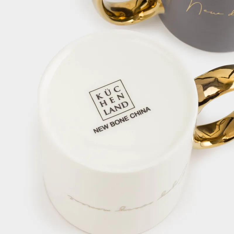 Кружка, 350 мл, 2 шт, с ситом на подставке, фарфор N/сталь, серая/белая, Scroll, image-5