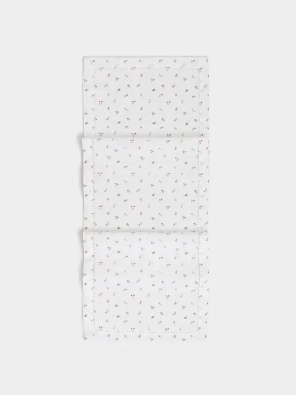 Үстел төсеніші, 40х160 см, полиэстер, сүт түстес, Гүлдер, Hemstitch floria, image-0