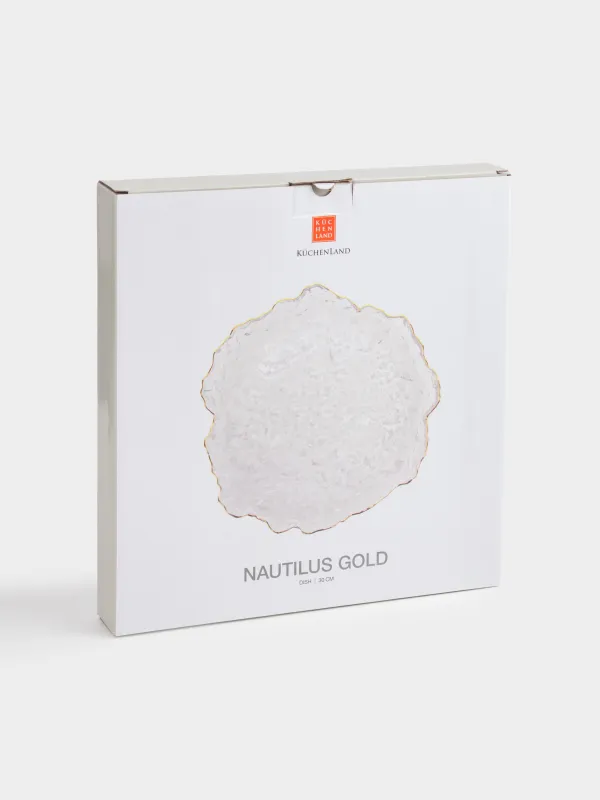 Ыдыс, 30 см, шыны, алтын жиегі бар, Nautilus gold, image-5