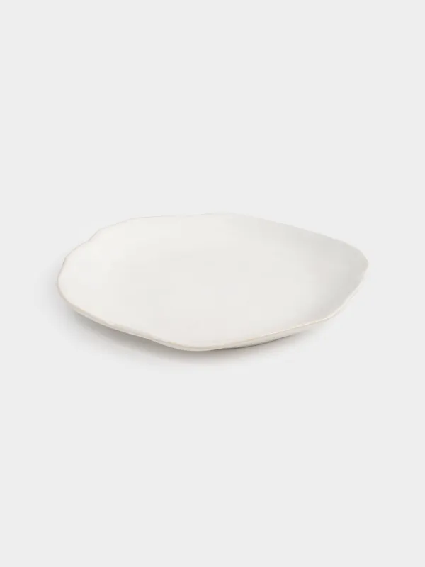 Тіскебасар тәрелкесі, 22 см, керамика, ақ, Жиегі бұдыр, бұдырлы, image-1