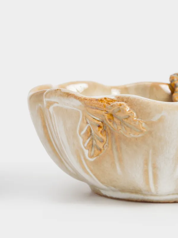 Салат ыдысы, 16х6 см, мл, керамика, сүтті-қоңыр, Жапырағы бар асқабақ, Pumpkin velir, image-2