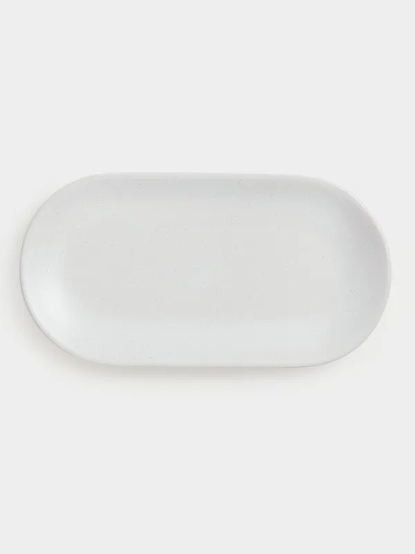 Ыдыс, 25х13 см, керамика, сопақша, сүт түстес, дақты, Particle, image-1