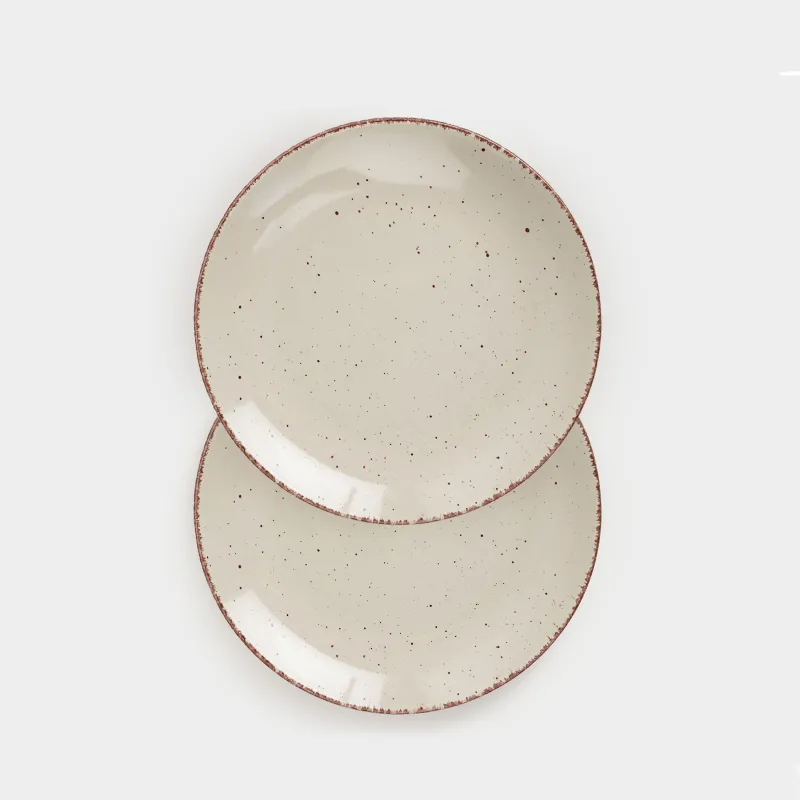 Түскі асқа арналған тәрелке, 27 см, 2 дана, керамика, сарғыш, секпіл, Speckled