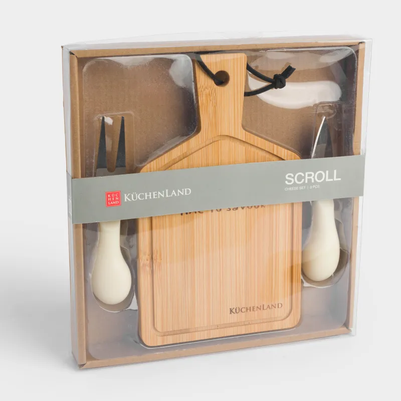 Ірімшікке арналған жиынтық, 3 зат, тақта-сапты Ыдыс, болат/бамбук/пластик, Cheese, image-8