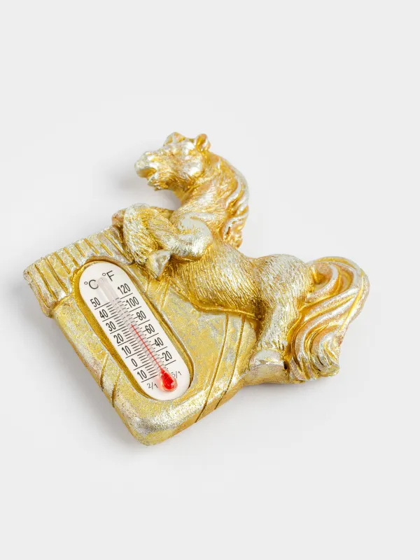 Магнит с градусником, 6 см, полирезин/стекло, Horse bronze, image-2