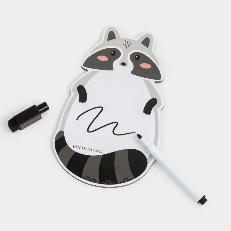Жазбаларға арналған магнитті тақта, 18х10 см, маркермен, пластиктен, ақ және сұр, Жанат, Raccoon, image-3