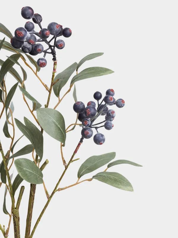 Сәндік бұтақ, 91 см, көбік/полиэстер, Көк жидектер, Көк жидек, image-2