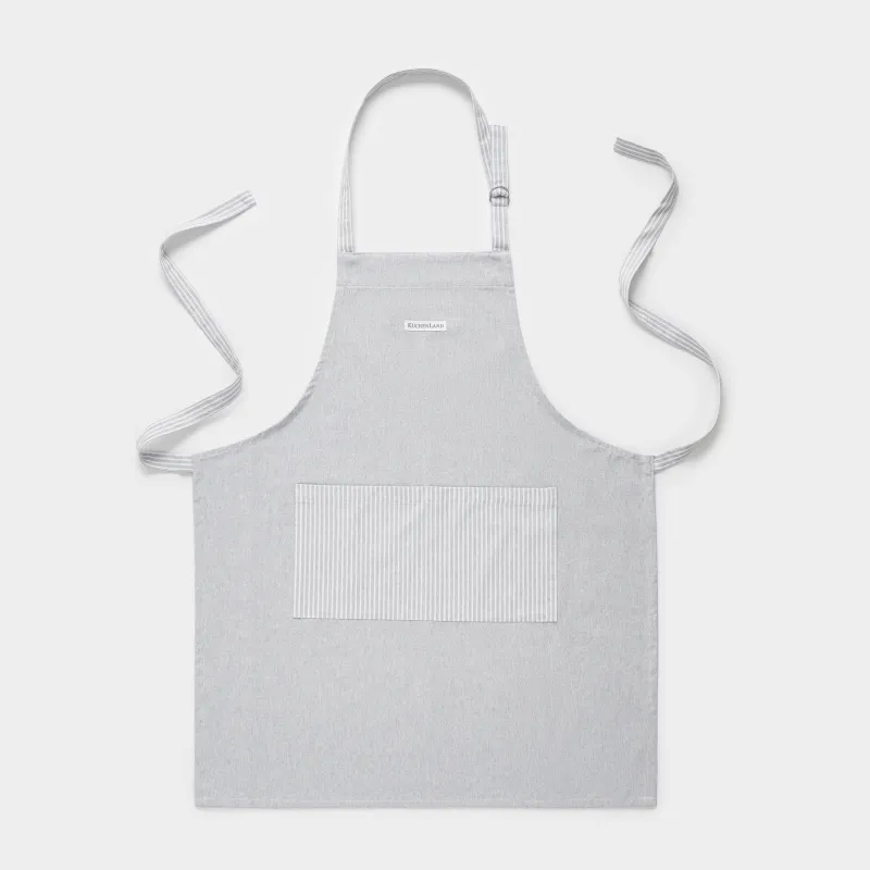 Алжапқыш, 70x85 см, мақта, ашық сұр, жолақтар, Stripe kitchen