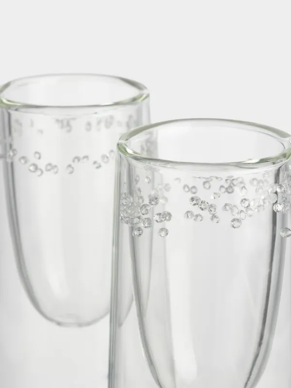 Шампан бокалы, 120 мл, 2 дана, шыны Б, ішінде кристалдары бар, Жылқы, Air decor, image-2