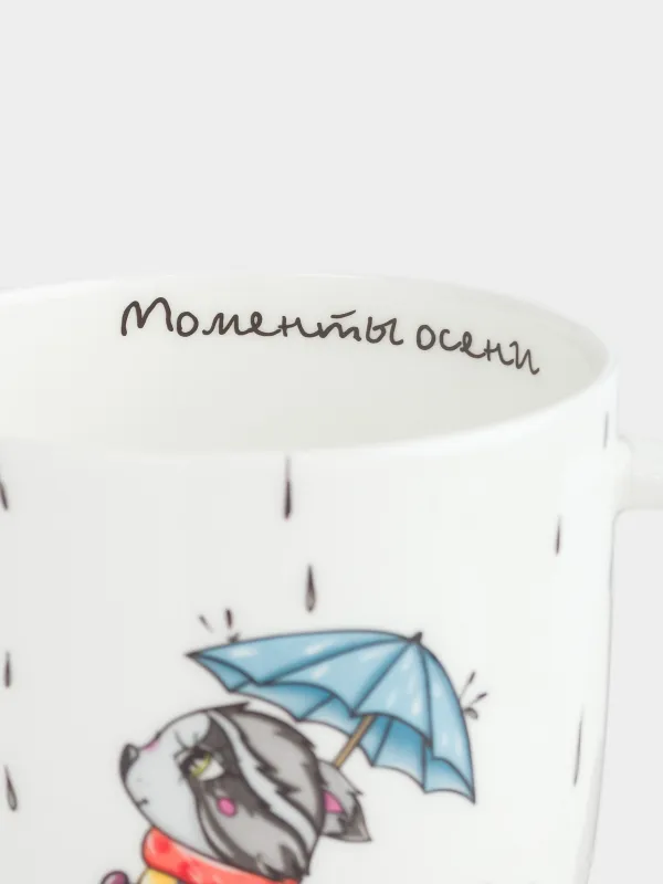 Кружка, 400 мл, фарфор F, белая, Еноты, Forest animals, image-5