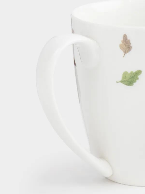 Саптыаяқ, 320 мл, фарфор N, ақ, Жануарлар мен жапырақтар, Forest animals, image-2