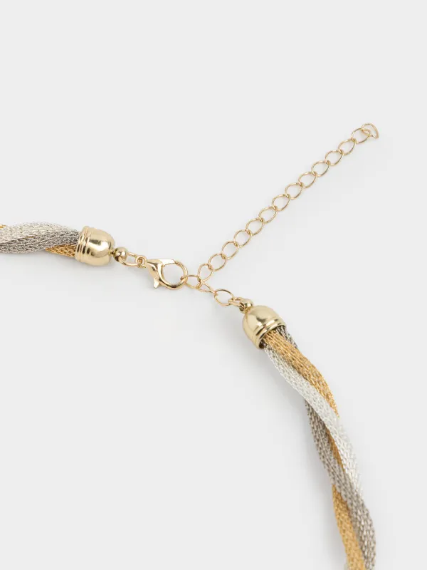 Цепочка, 46 см, тройная, металл, золотисто-серебристая, Жгут, Flagel, image-3