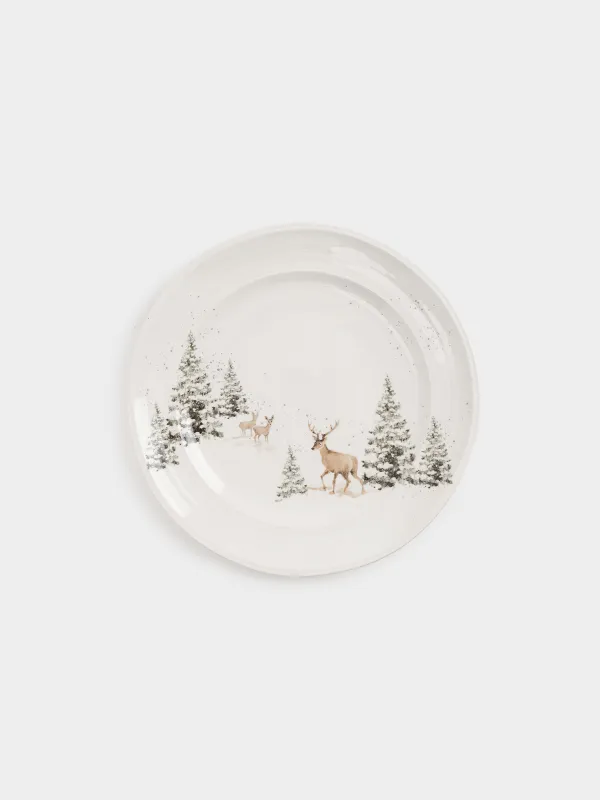 Тарелка обеденная, 27 см, Олени в снежном лесу, Woodland story, image-0