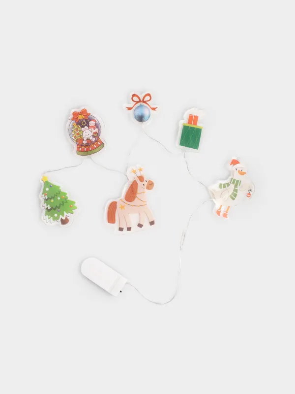 Жапсырмалар жинағы, 14х30 см, 6 дана, жарықтандырылған, қайта пайдалануға болады, термопластик, Жылқы, Christmas decal, image-0