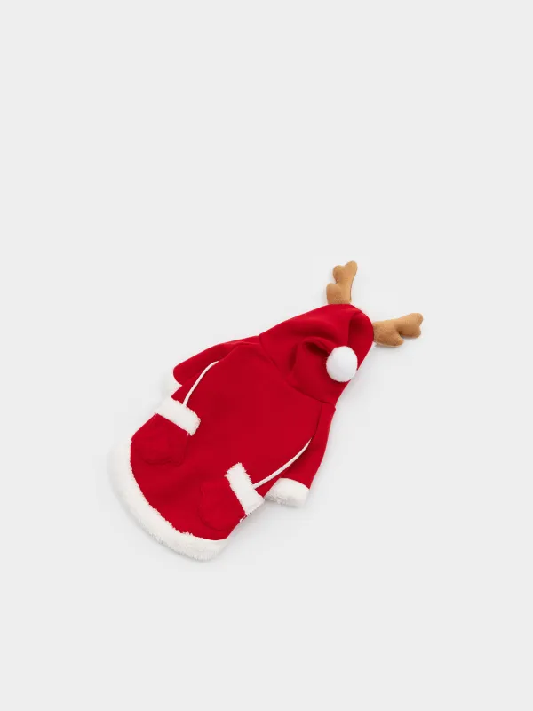 Жануарларға арналған костюм, 30 см, өлшемі S/M, карнавалдық, полиэстер, қызыл, Қолғаптар, Christmas pet, image-2