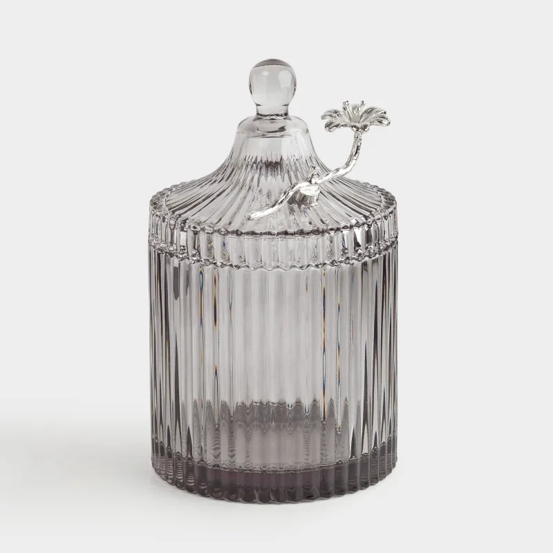 Сақтау ыдысы, 17х11 см, 550 мл, қақпағы бар, шыны Р/металл, сұр, құс, Selene