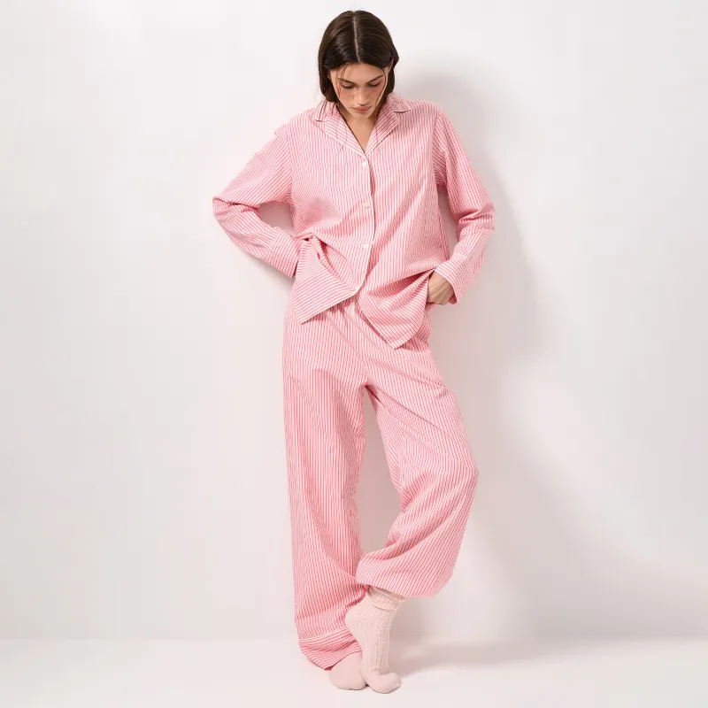 Брюки женские, домашние, хлопок/вискоза, розовые, Полоска, Lonisa