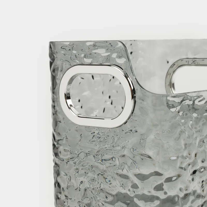 Косметикаға арналған органайзер, 12х12 см, 4 бөлім, тұтқалары бар, пластик, сұр, Renaissance clear, image-1