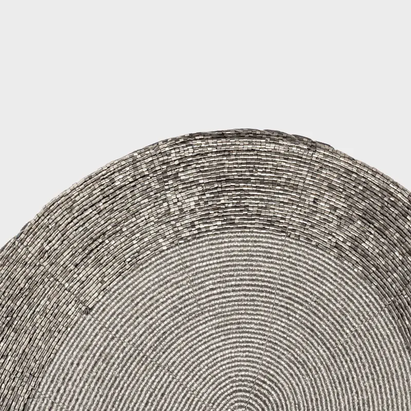 Салфетка под приборы, 31x41 см, бисер, овальная, серебристо-серая, Shiny beads, image-3