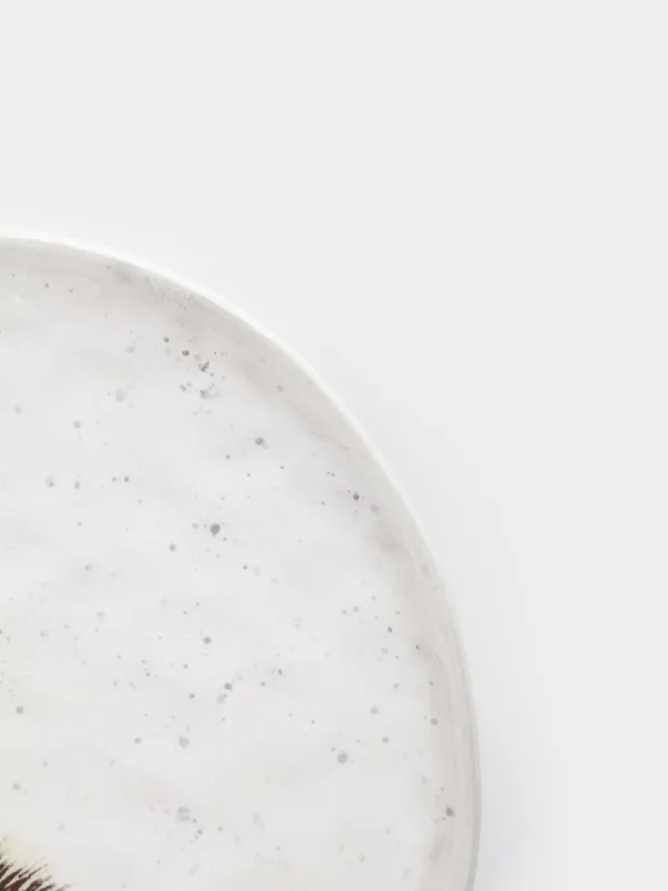 Тіскебасар тәрелкесі, балаларға арналған, 19 см, керамика, сүт түстес және сұр, дақты, Кірпі, Hedgehog walk, image-4