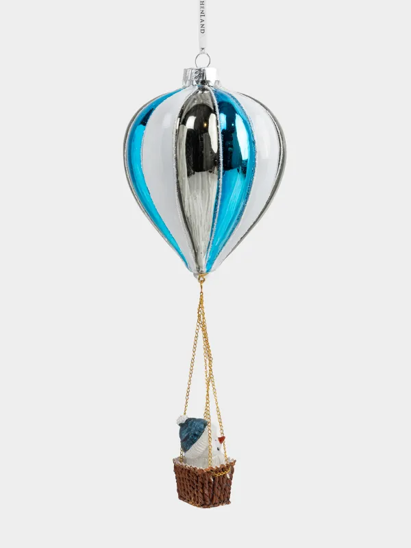 Шырша ойыншығы, 25 см, шыны, көк және ақ, Шар ішіндегі аққала, Figure christmas, image-0