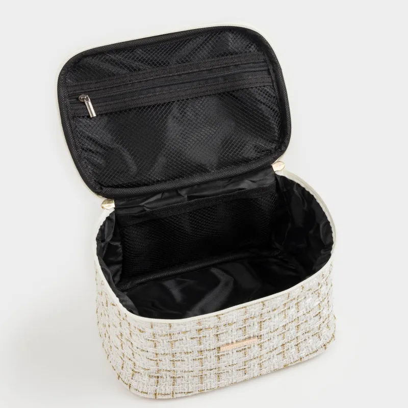 Косметичка, 20x15 см, с ручкой, твид, белая, Wenal, image-2