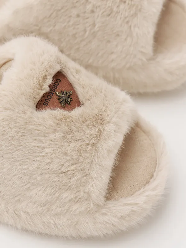 Әйелдер тәпішкелері, үйге арналған, өлшемі 38-39, жасанды жүн / күдері, сарғылт-қоңыр-қызғылт сары, Ара, Shaggy, image-3