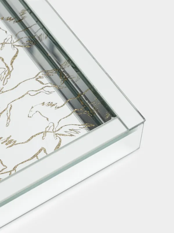 Науа, 38х26 см, шыны, тікбұрыш, айна, алтын, аттар, Glossy, image-3