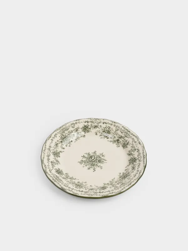 Түскі ас тәрелкесі, 28 см, фарфор Р, сүт түстес, Жасыл гүлдер, Green lace, image-2