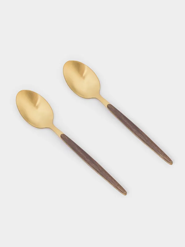 Шай қасық, 2 дана, болат/пластик, алтын, күңгірт, Oslo gold, image-0