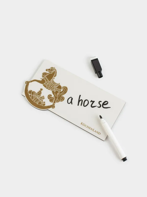 Жазбаларға арналған магниттік тақта, 18х12 см, маркері бар, пластик, қола түстес, Жылқы, Horse christmas, image-2