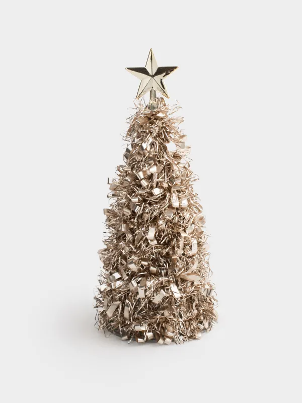 Шырша жасанды, 25 см, шырша жылтырағы/пластик, шампан, Ірі шырша жылтырағы, Tinsel christmas, image-0