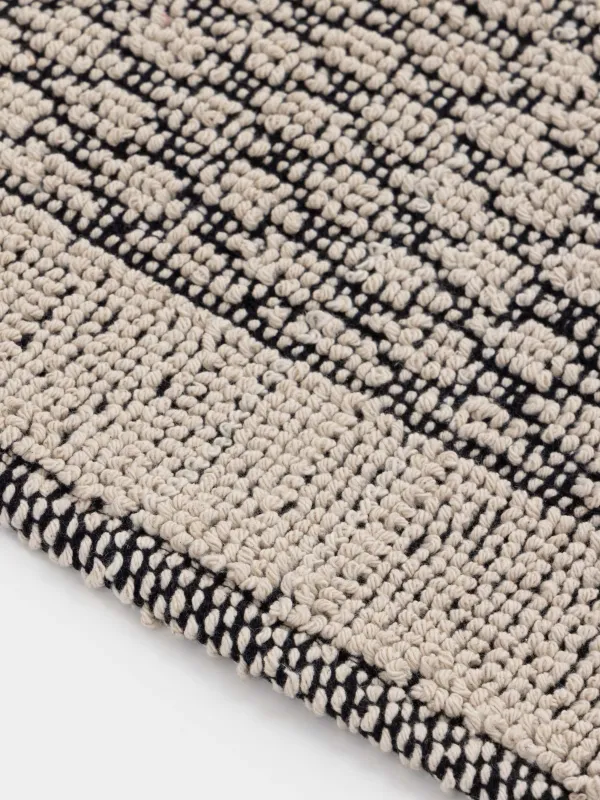 Кілем, 50x80 см, шашақты, таймайтын, мақта, бежевый және қара түсті, Ромб өрнегі бар, Rhombic, image-1