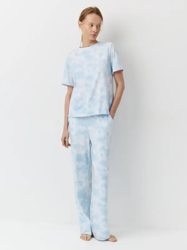 Әйелдер шалбары, үйге арналған, өлшемі L, мақта/эластан, көгілдір, Jocelyn, image-2