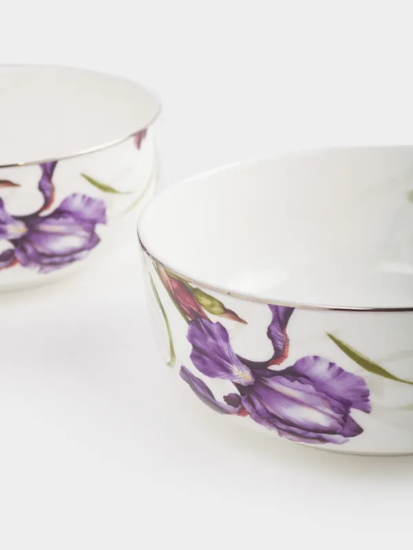 Салатник, 15x6 см, 680 мл, 2 шт, фарфор F, с серебристым кантом, Ирис, Antarctica Flowers, image-3