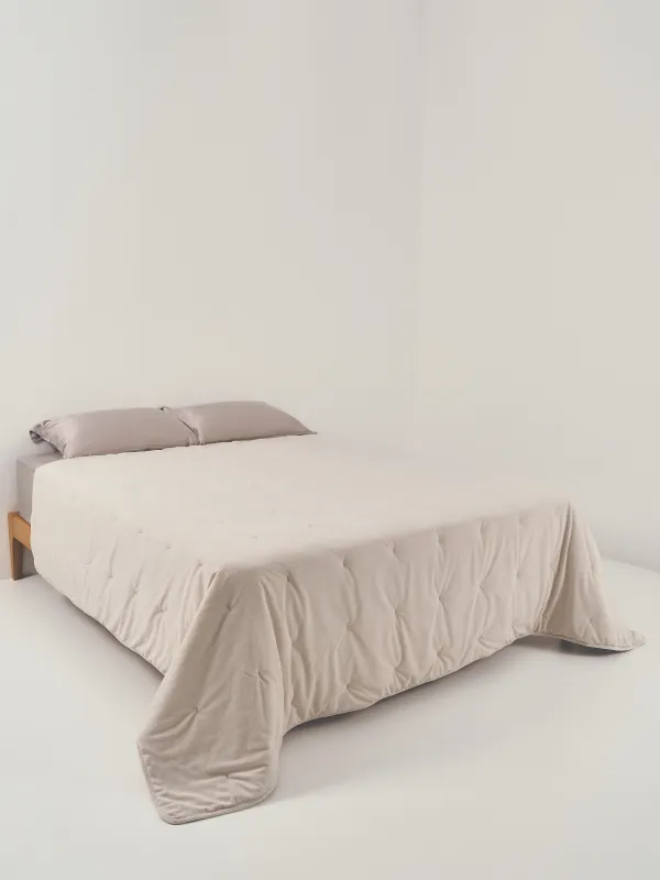 Покрывало, 220х240 см, стеганое, вельвет/микрофибра, молочное, Stitch velvet, image-5