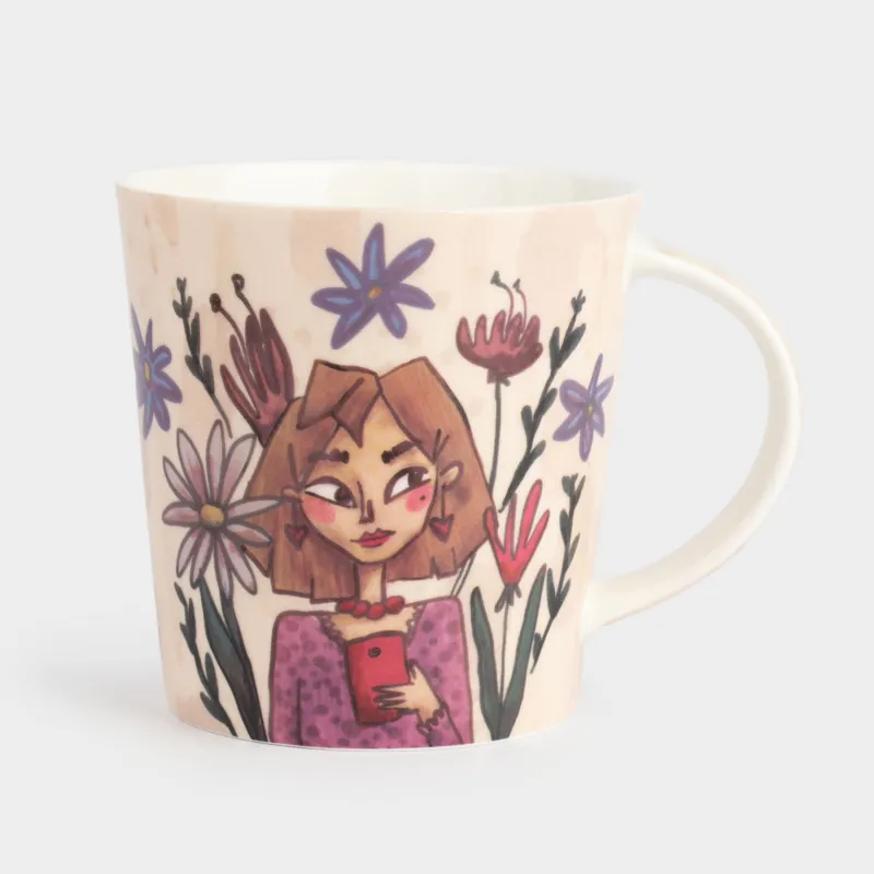 Саптыаяқ, 450 мл, фарфор F, сүт түстес, Түрлі-түсті қыз, Girls garden