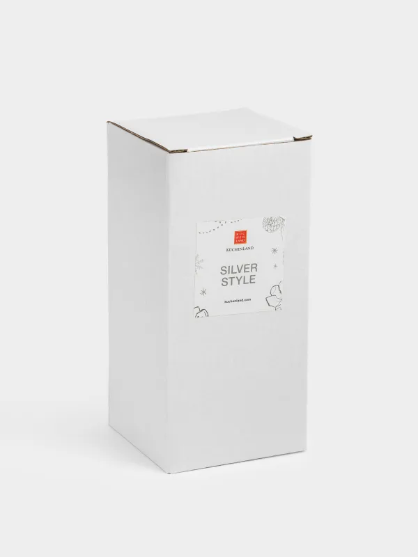 Шам ұстағыш, 15 см, жіңішке шамға арналған, аяқты, керамика, күміс, Шырша, Silver style, image-4