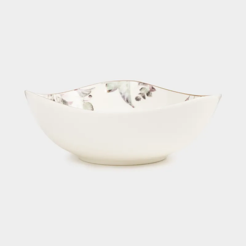 Кесе, 14х5 см, фарфор N, ақ, алтын жиектері бар, Гүлденген бақ, Нуар гүлі, image-2