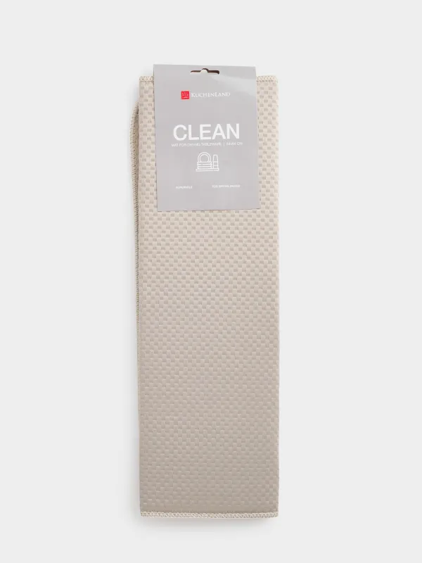 Ыдыстарды кептіруге арналған төсеніш, 24х44 см, микроталшық, сұр-сарғылт-қоңыр, Clean, image-0