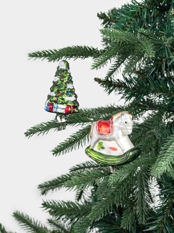 Шырша ойыншықтарының жиынтығы, 7 см, 2 дана, қыстырғышта, шыныда, ель және шыршада, Figure christmas, image-6