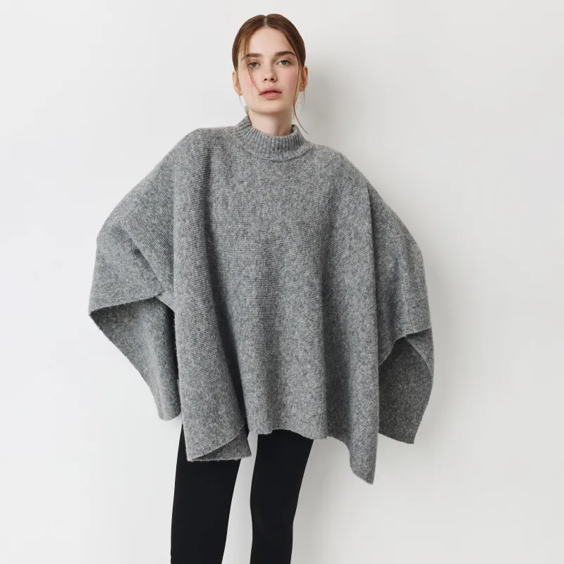 Пончо, 118х61 см, полиэстер/жүн, сұр, Poncho