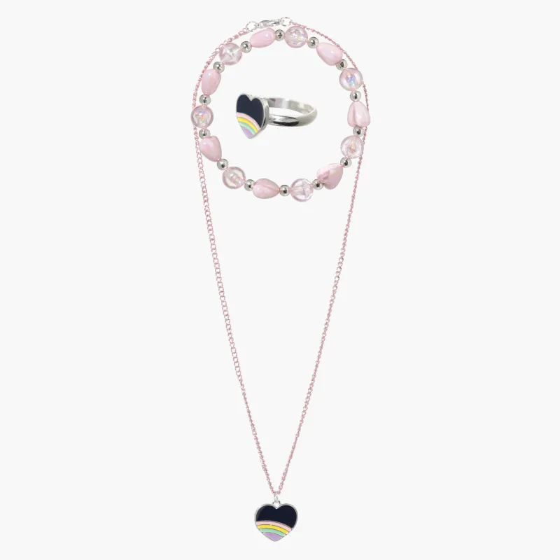 Набор украшений, детский, 3 пр, металл/акрил, Сердце, Views kids , image-0