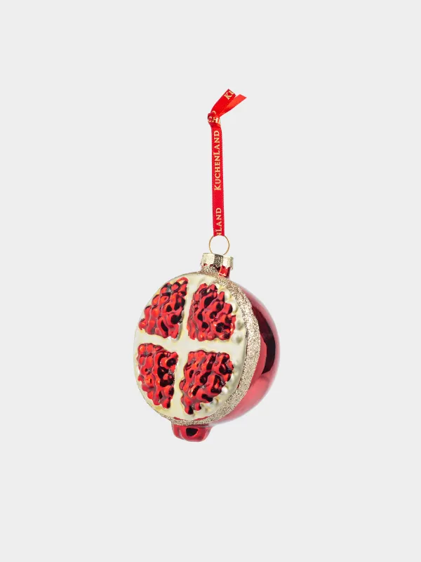 Игрушка елочная, 7 см, стекло, с блестками, красная, Гранат, Fruits, image-2