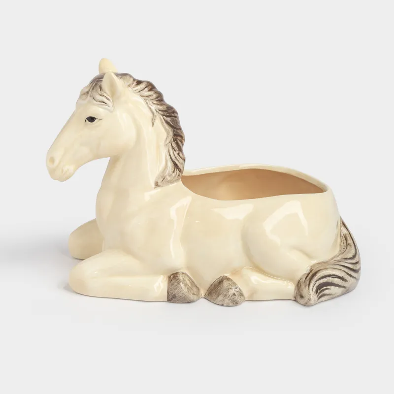 Кәмпит ыдысы, 26х17 см, керамика, қоңыр, Жылқы, Natural horse