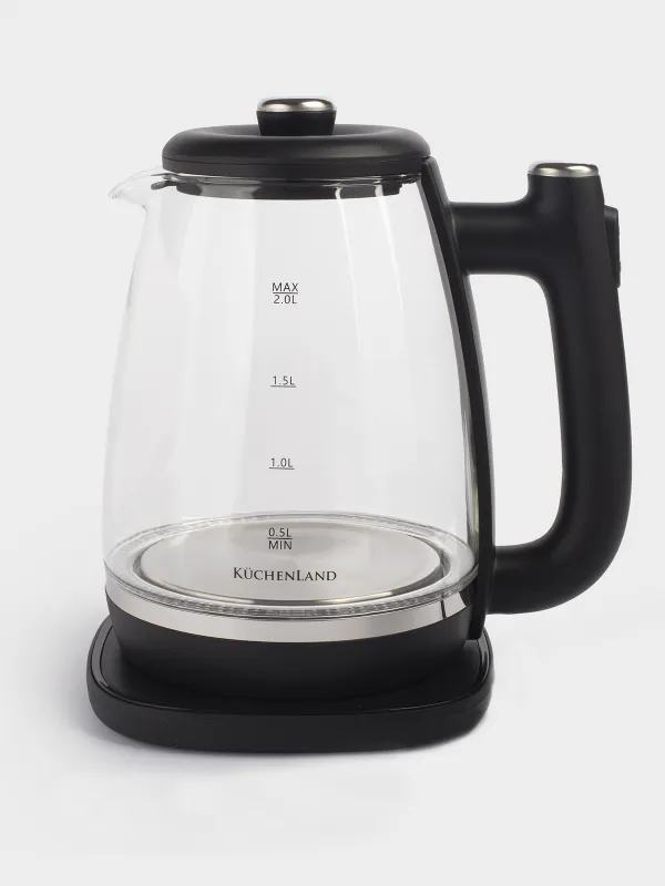 Шайнек, электрлі, 2 л, 1500 Вт, шыны/пластик, қара, Progress plus, image-0