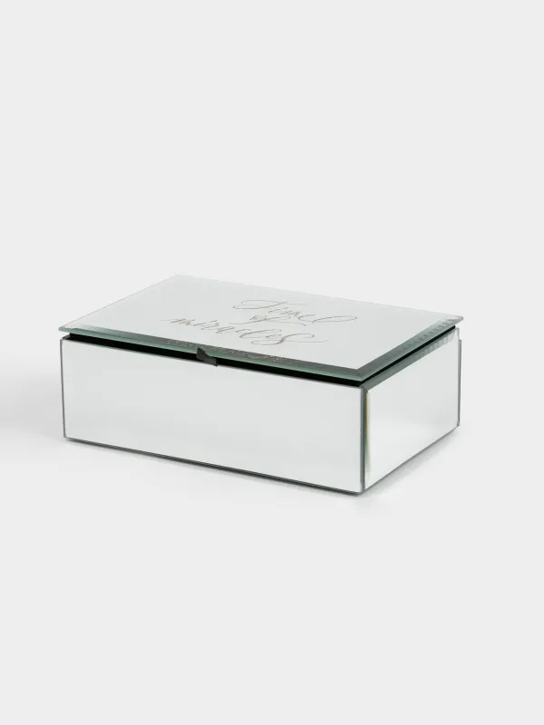 Зергерлік бұйымдарға арналған қобдиша, 15х10 см, шыны, айнасы бар, Merry christmas, Glossy, image-0