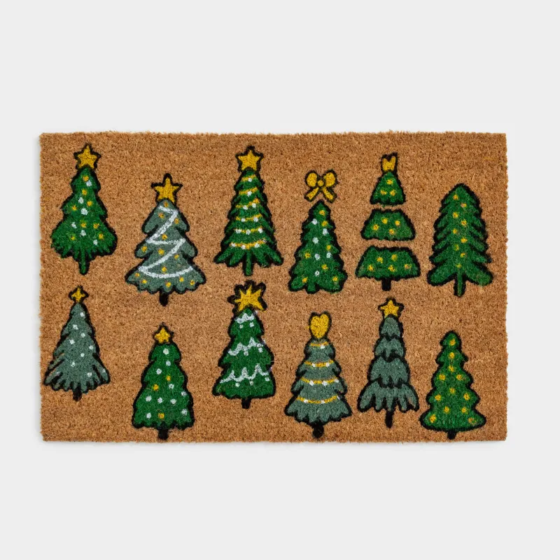 Есік алды кілемшесі, 40х60 см, кокос/ПВХ, тікбұрышты, қоңыр, шыршалар, Door fir